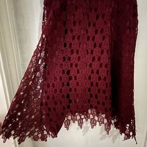 Hot Topic Burgundy Mini Dress size medium with skull overlay detail. Halloween